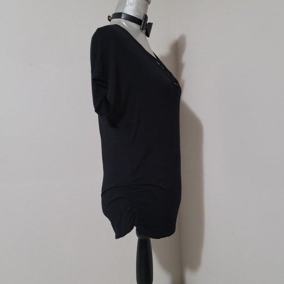 Vintage y2k sexy Say Anything lattice crisscross strap v neck top ruched black M - Picture 4 of 9